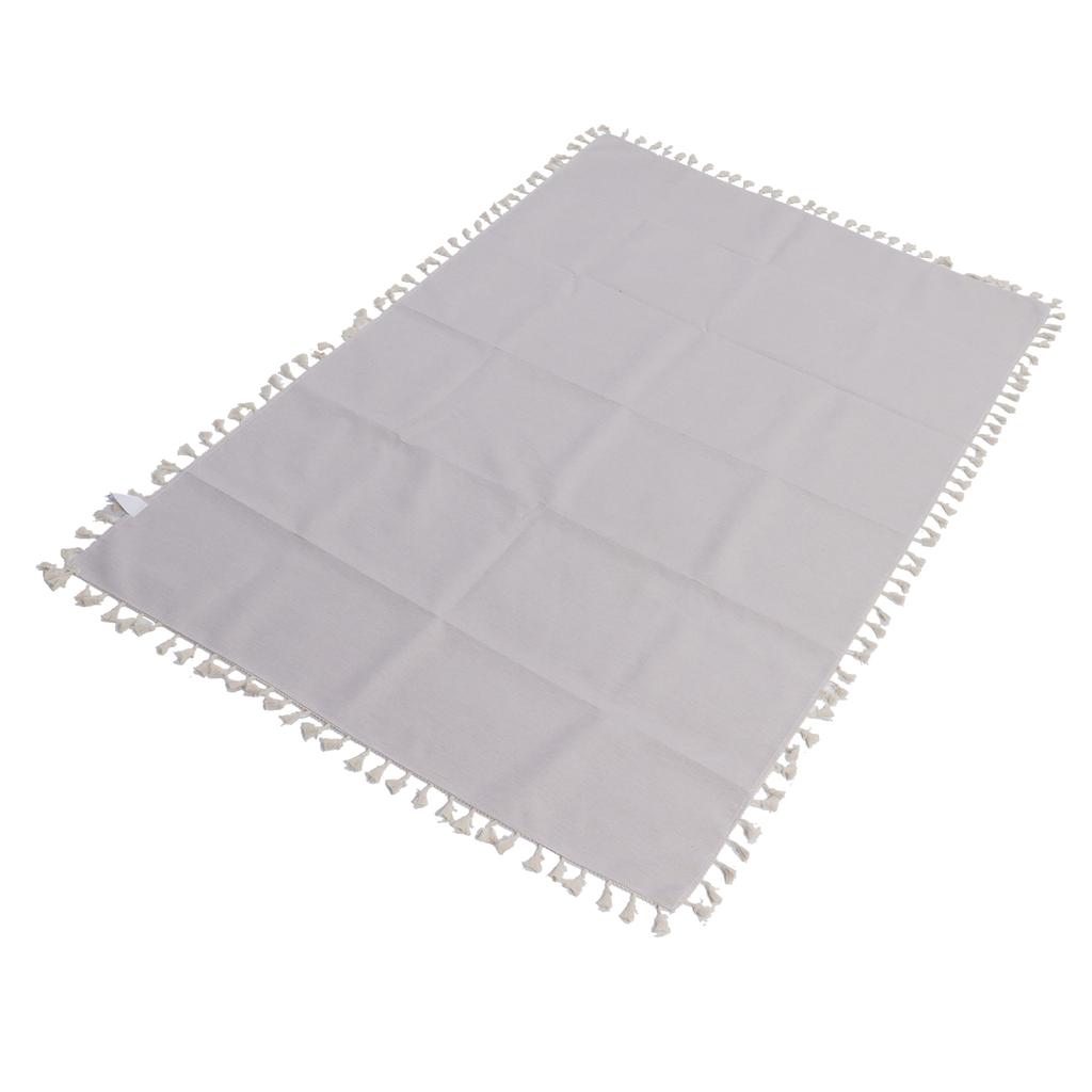 Cotton Linen Tablecloths Waterproof Oilproof Washable Wrinkle Free Tassels Rectangle Dining Table