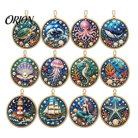 Living Room Ornament 12PCS Christmas Tree 2D Flat Pendant, Pearl Acrylic Art Kits, Bright Gift for Holiday Season Color Classic Patterns Party