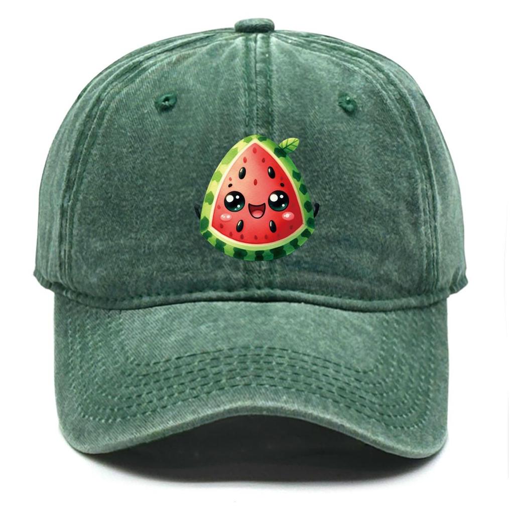 Cartoon Watermelon Print Adjustable Baseball Hat, Fruit Mesh Hat Hip Hop Slouchy Solid Leisure Snapback Baseball Cap