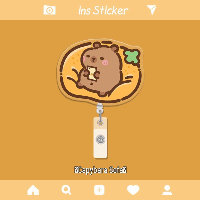 Capybara Retractable ID Card Holder for Students, Doctors & Nurses - Cute Accessory for Name Badges
