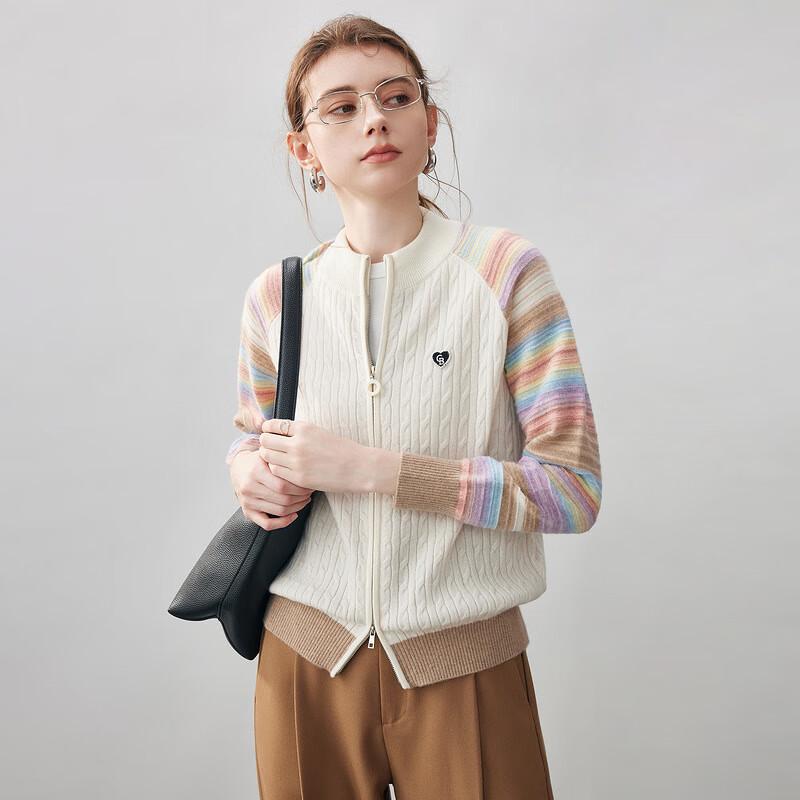 Women's Striped Rainbow Cashmere Cardigan