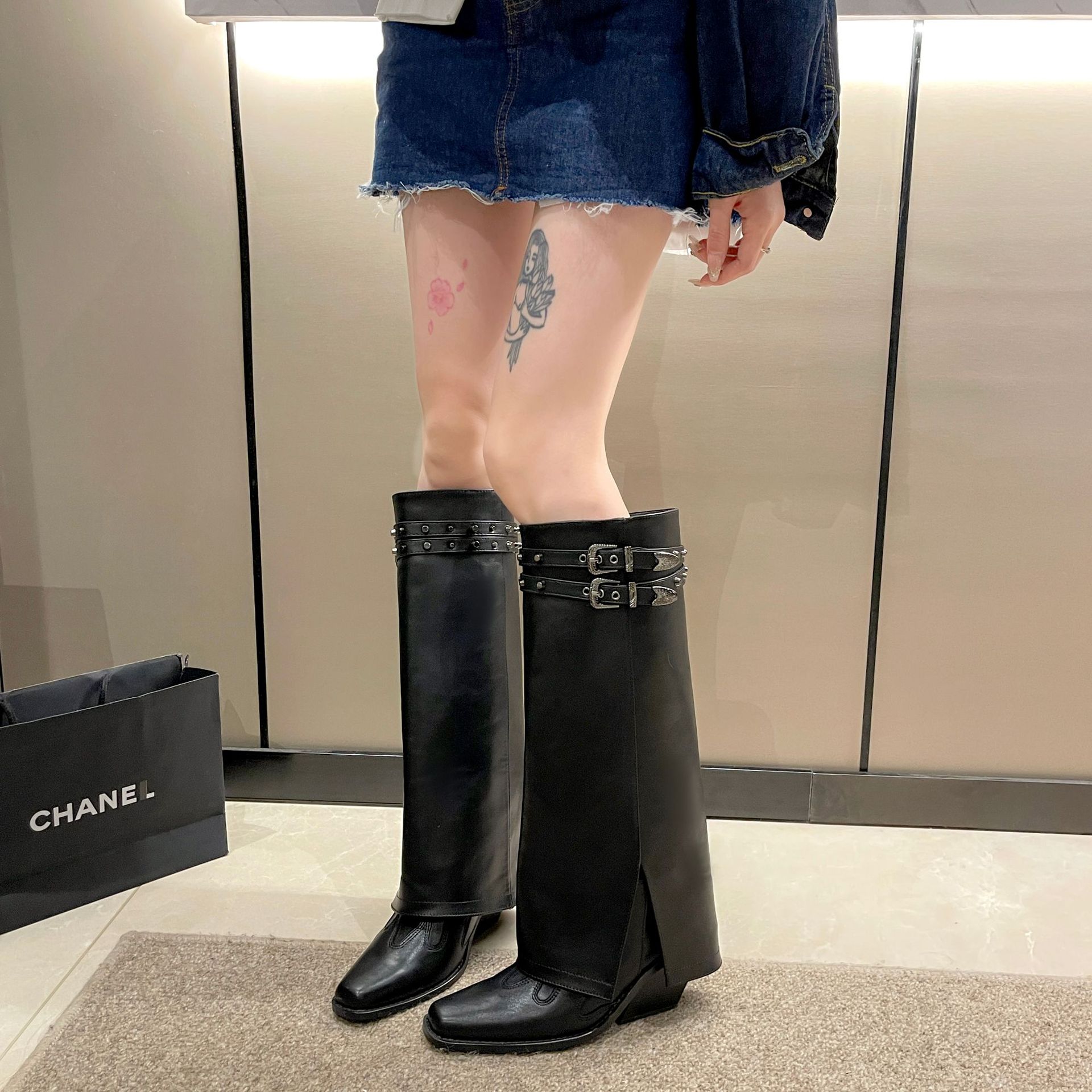 

Брюки с пряжкой на ремне, женские ковбойские сапоги в стиле вестерн, но сапоги до колена, остроносые, высокие каблуки, длинные, винтажные рыцарские сапоги 40