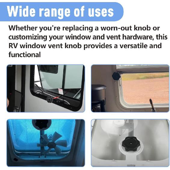 8-Pack 20345 RV Camper Window and Vent Knobs Crank Handle Turn Latch | Higher Quality Replacement Knob with Screws | Window and Vent Knob Fits for