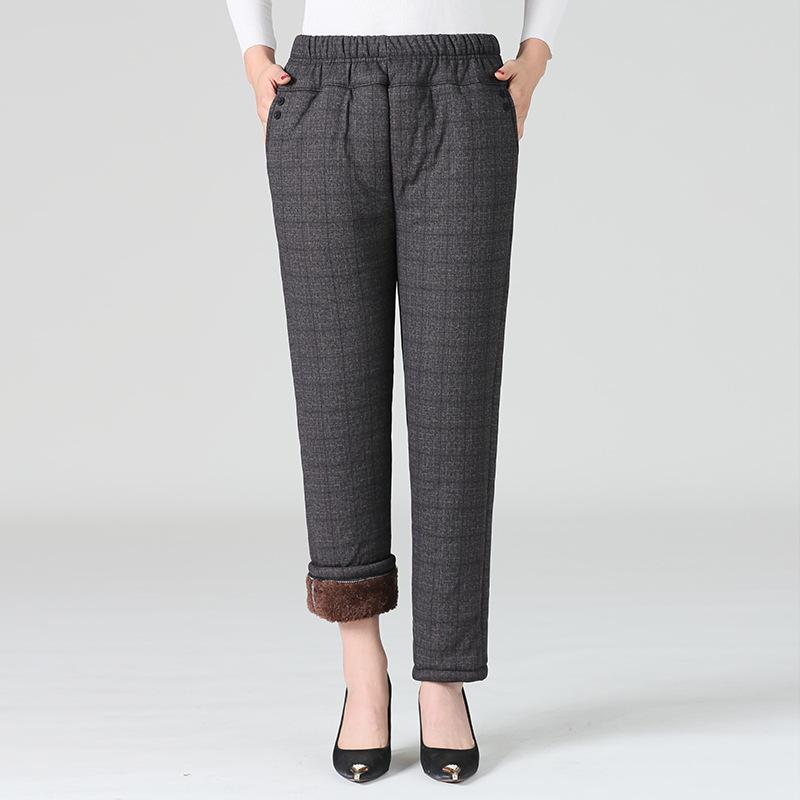 Women's Autumn Winter Plus Size Padded Thickened Pants Warm Comfortable Loose Trousers