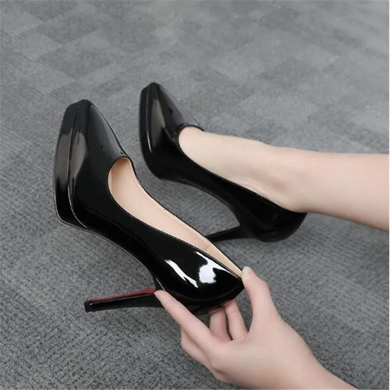 Women 10cm 12cm High Heels 2cm 3cm Platform Nightclub Pumps Lady Wedding Party Stiletto Heels Red Bottom Catwalk Nude Shoes