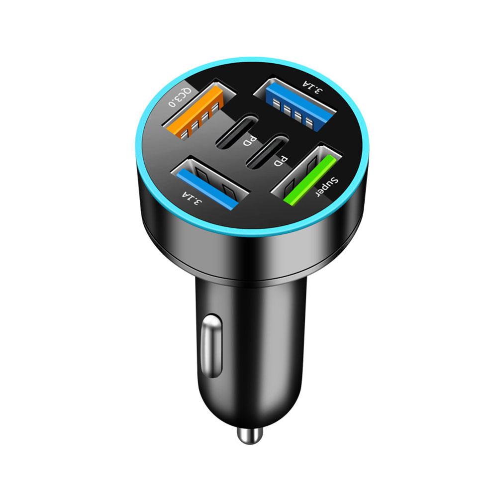 New Digital Display Car With 4usb Car Charger 66w Fast Charging Charging Car Adapter PD Head Phone Mobile Mobile Phone I9L9