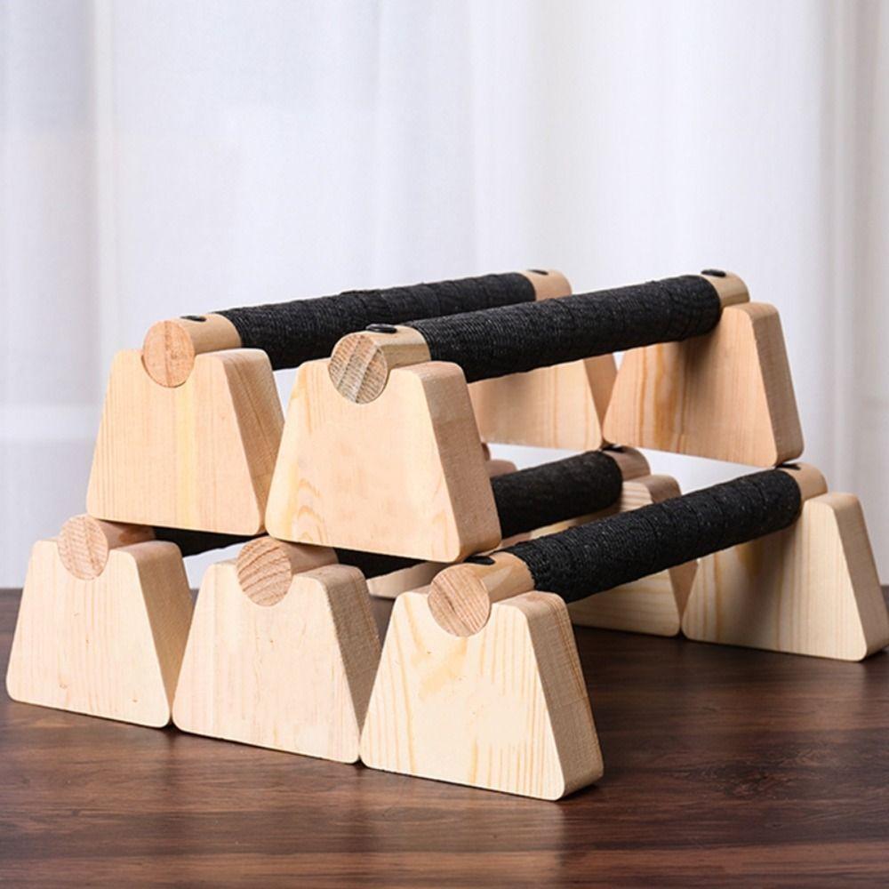 1 Pair Street Fitness Push-up Rack Solid Wood Home Exercise Equipment Push Up Bar  Chest Training