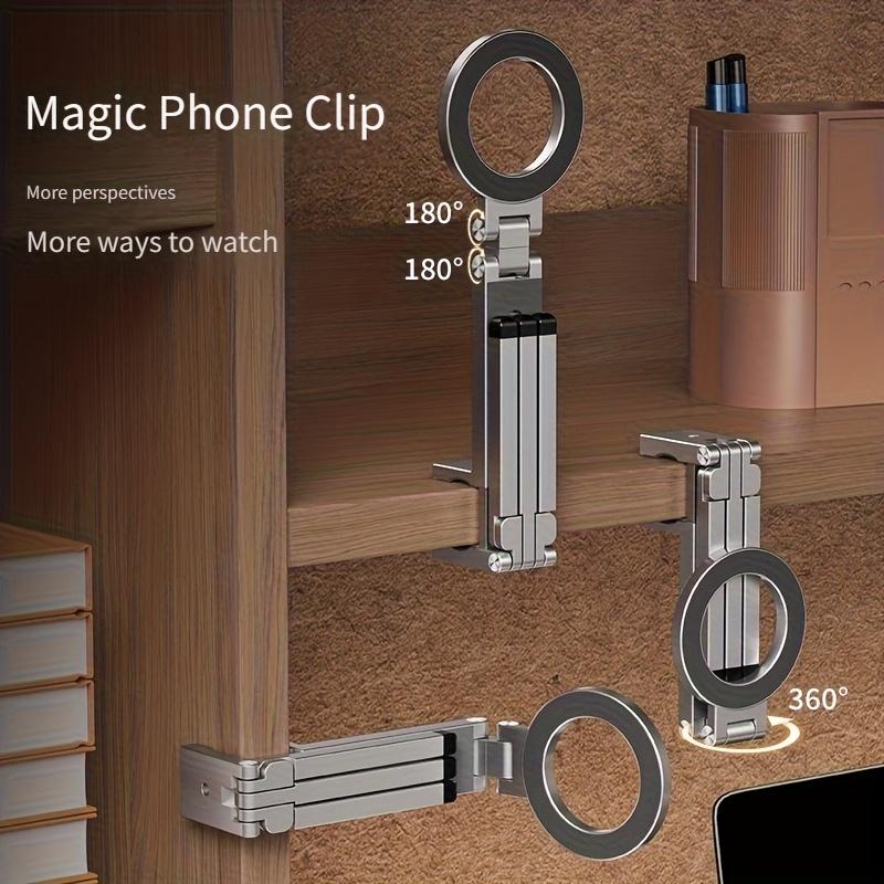 1pc Portable Magnetic Tripod Stand, Rotating Plastic/Metal Phone Holder for Travel - Use On Airplane Train Seat, Live Streaming