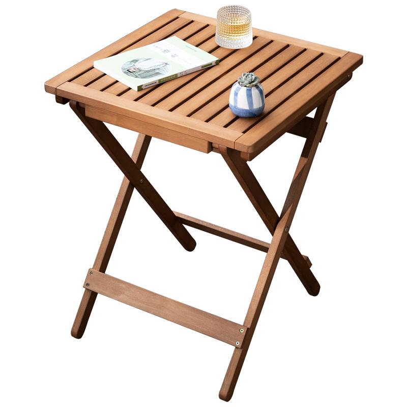 Outdoor Folding Table - Portable Wooden Picnic Table for Home/Camping, Square Balcony Table, Lightweight Dining Table