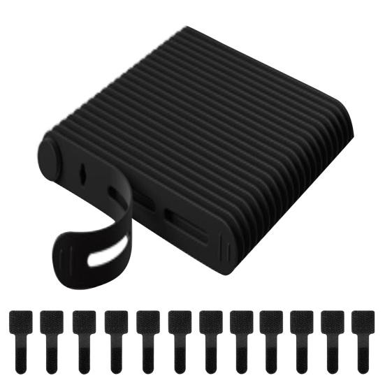 20Pcs Data Cable Ties Waterproof Elastic Clear Marking Cable Ties Lightweight Cord Organizers with Logo Patches Wire Processors