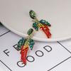 Pinkdudu Chili Pepper & Leaf Earrings  Bold Red & Green Rhinestone Studs Fashionable PD1017