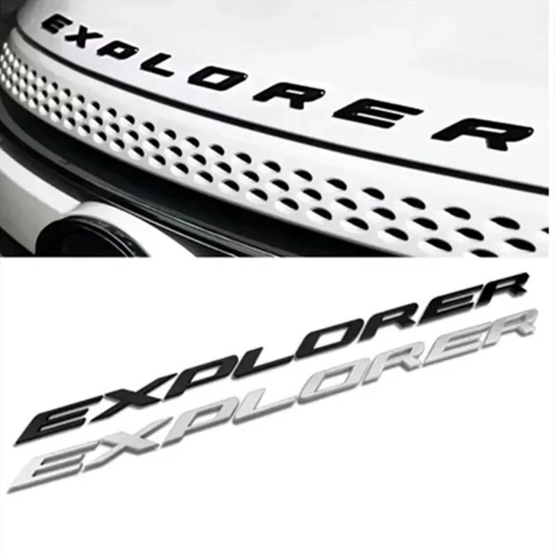swpzb8 3D ABS Chrome Black Letters Explorer Logo Car Front Hood Emblem Bonnet Badge Sticker For Explorer 2011-2021