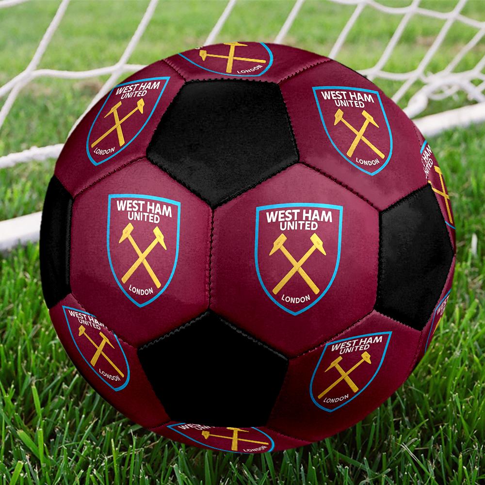 SIZE 5 West Ham United FC Soccer Ball Colorful All Ages Machine Stitched PVC Competition Ready Durable High-Bounce