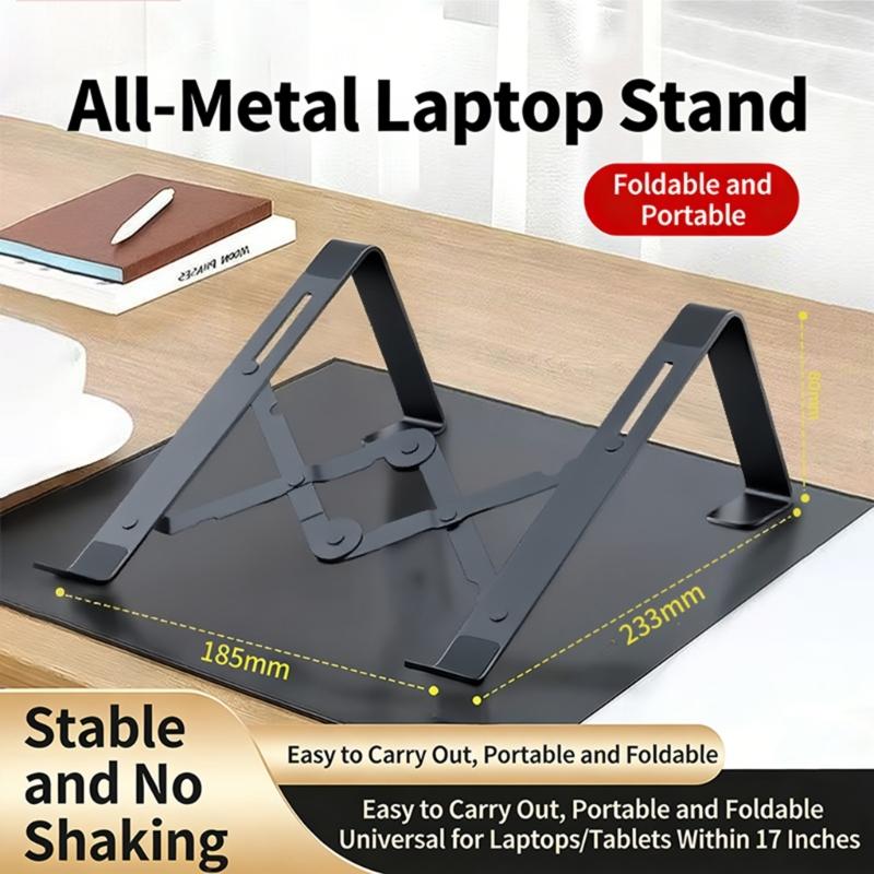 Foldable Computer Risers, Metal Notebook Support with AntiSlip Silicone Pad for Computer Notebook Tablets