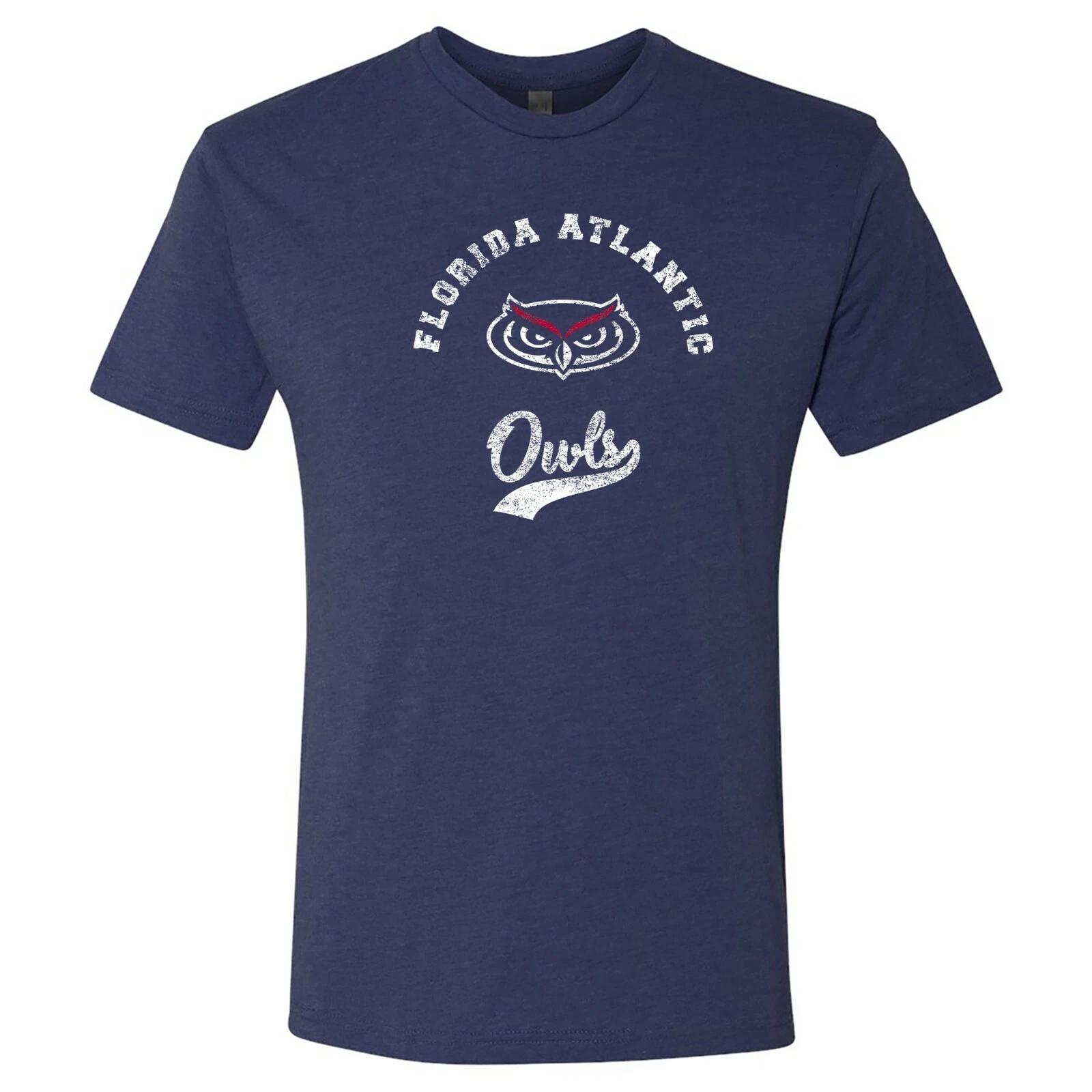 Florida Atlantic Owls Retro Script Triblend T-Shirt - Vintage Navy M