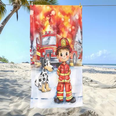 1PC Safety Worker Dog Beach Towel, Soft Ultra-Absorbent Microfiber, Lightweight for Beach Travel Camping, Artistic 2D Flat Beach