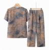 Grandma's Summer Two-Piece Set: Short-Sleeve Round-Neck Shirt for Middle-Aged and Elderly Women