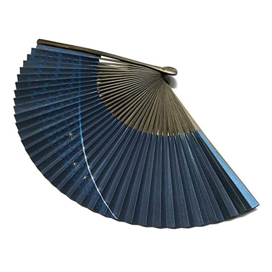 [Hanakanzashi] Folding Fan Men's Sensu Milky Way Tanabata Hemp Leaf Paper Fan Large Size Single Item