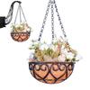 metal wire round hanging basket flower pot coconut lined plant flower pot outdoor garden porch balcony decoration