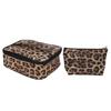 2pcs Leopard Print Makeup Bag Waterproof Multifunction Large Capacity Leopard Cosmetic Bag