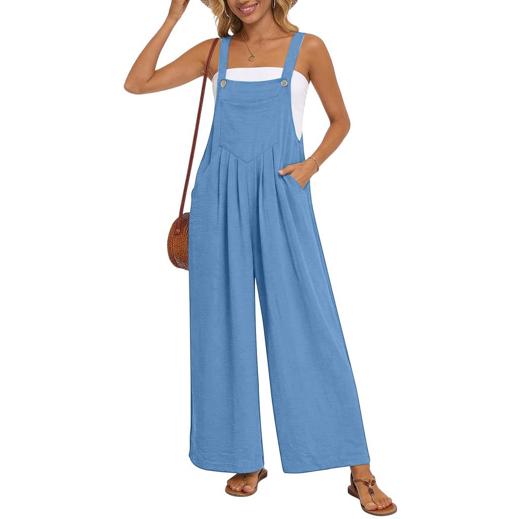 Women's Casual Loose Vintage- Cotton And Linen One-piece Pants With Drawstrings