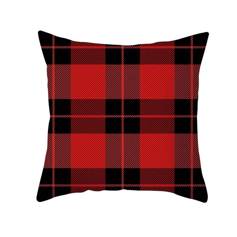 Fuwatacchi Merry Christmas Print Pillowcase Red Black Plaid Cushion Cover Home Chair Sofa Decoration  _,(3) 30x30cm
