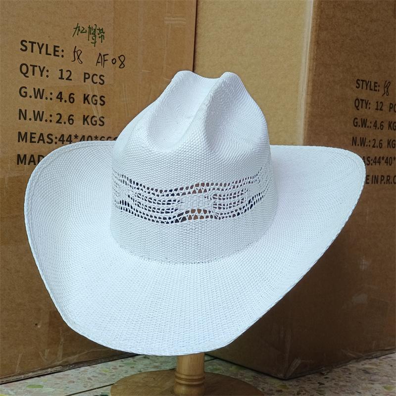 2026 Summer Cowboy Hat Sun Shade Hat Black Summer Thickened Sun Shade Hat Cowboy Straw Hat Men's and Women's Beach