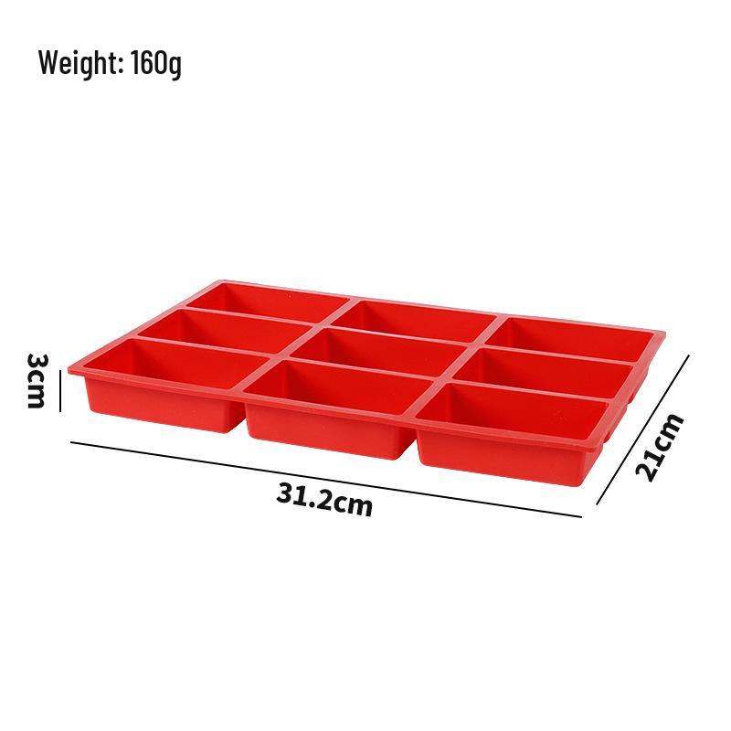 Silicone 9-Cavity Rectangular Cake and Soap Mold Red Silicone Cake Mold