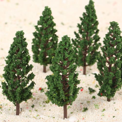 Set of 50 Pine Trees, Model Trees for Dioramas, Railway Models, Architectural Models, Miniature Garden Scenery Collection, Approx. 78mm