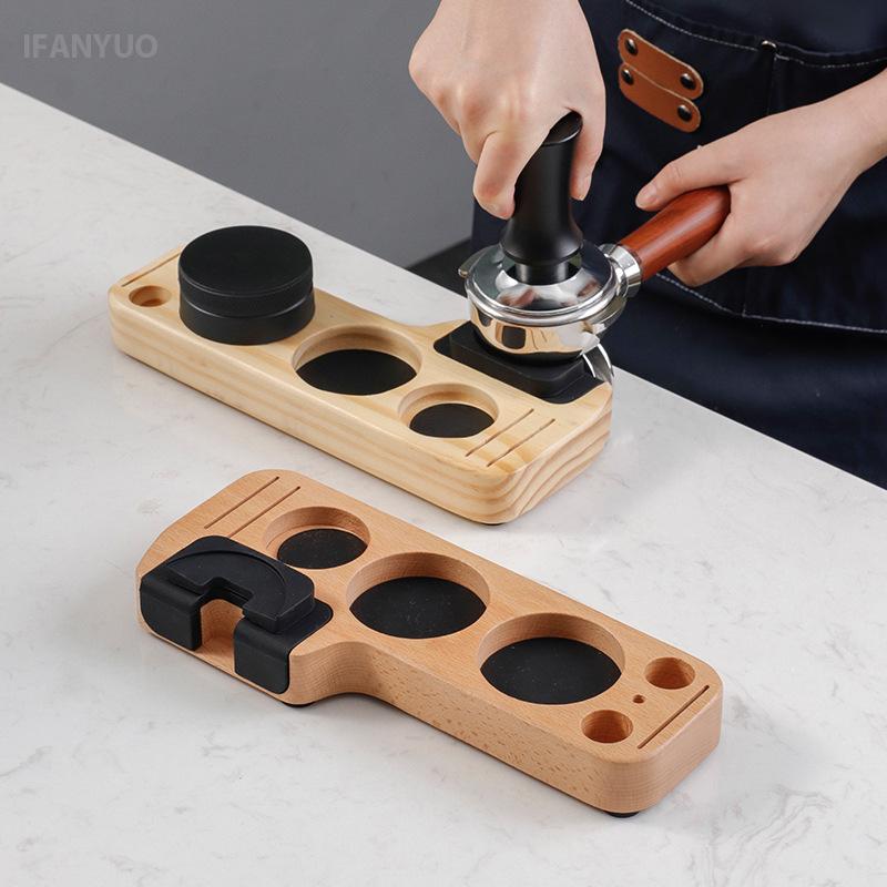 Coffee Tamper Mat Station Stand Portafilter Holder Support Base Rack Walnut Wood for 51/54/58MM Espresso Accessories Coffeeware