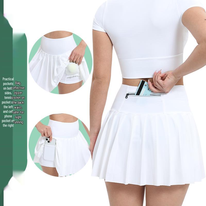 Pleated Anti-Exposure Sports Skirt for Running, Yoga, Golf & Tennis