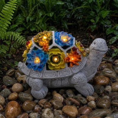 Yousheng Solar-Schildkrötenstatue Licht, Gartenharz-Schildkröten-Sukkulenten-Skulptur Solarlicht, Wasserdichte Solar-Gartenleuchte für Terrasse Rasen