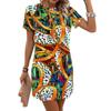 Europe, America 2026 summer new printing abstract pattern color chain design short-sleeved dress