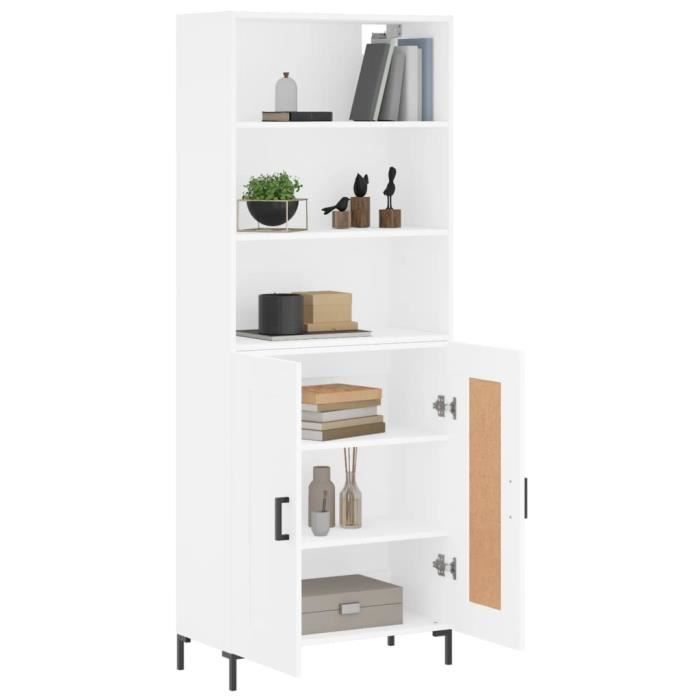 VidaXL Buffet haut Blanc 69,5x34x180 cm Bois d'ingénierie 3189957