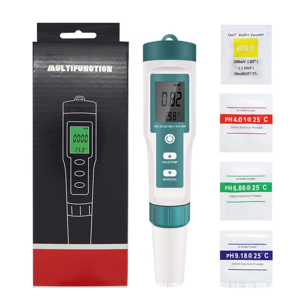 Seven-in-One Portable Water Quality Test Pen: PH, TDS, EC, Salinity, SG, ORP, Temperature