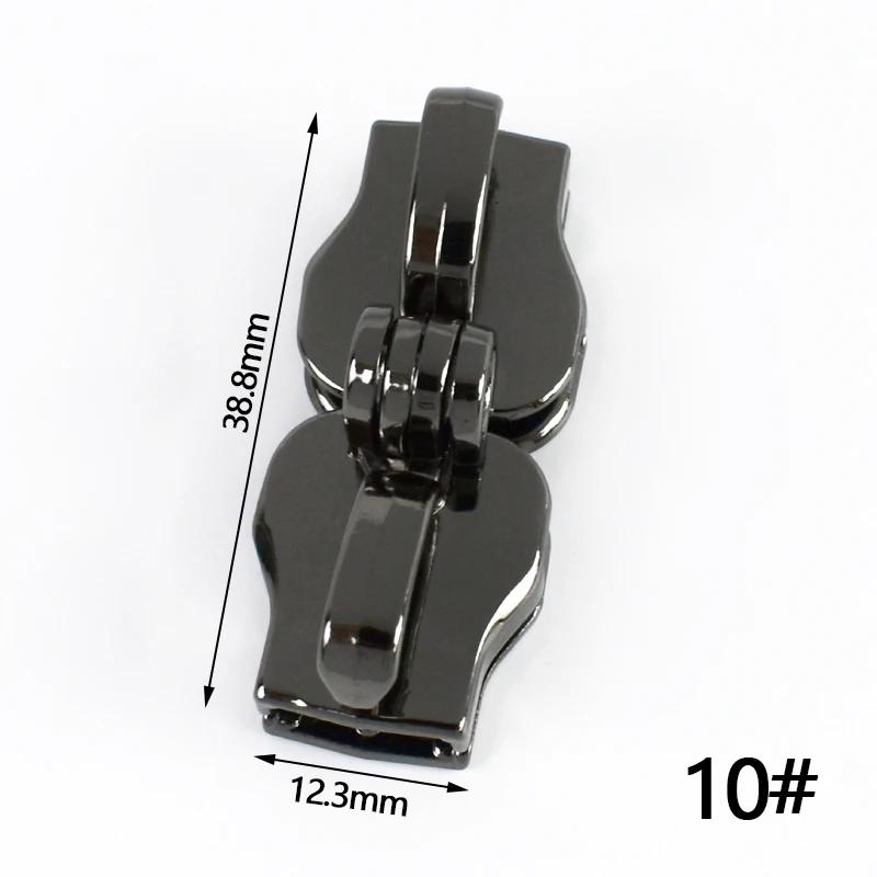 2/5/10Pairs 5# 8# 10# Lockable Nylon Zipper Sliders Double Hole Safety Zip Lock for Luggage Zips Puller Closure Repair Accessory