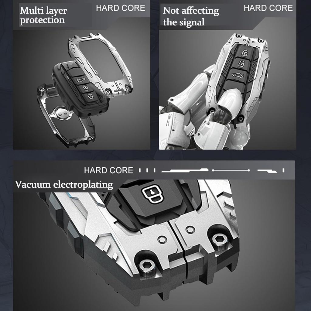 Heavy Metal Key Fob Cover Case Protector For Toyota,Car Key Case Full Protection Key Holder Fit For - Highlander Corolla Prius 2018-2024 RAV4 Camry