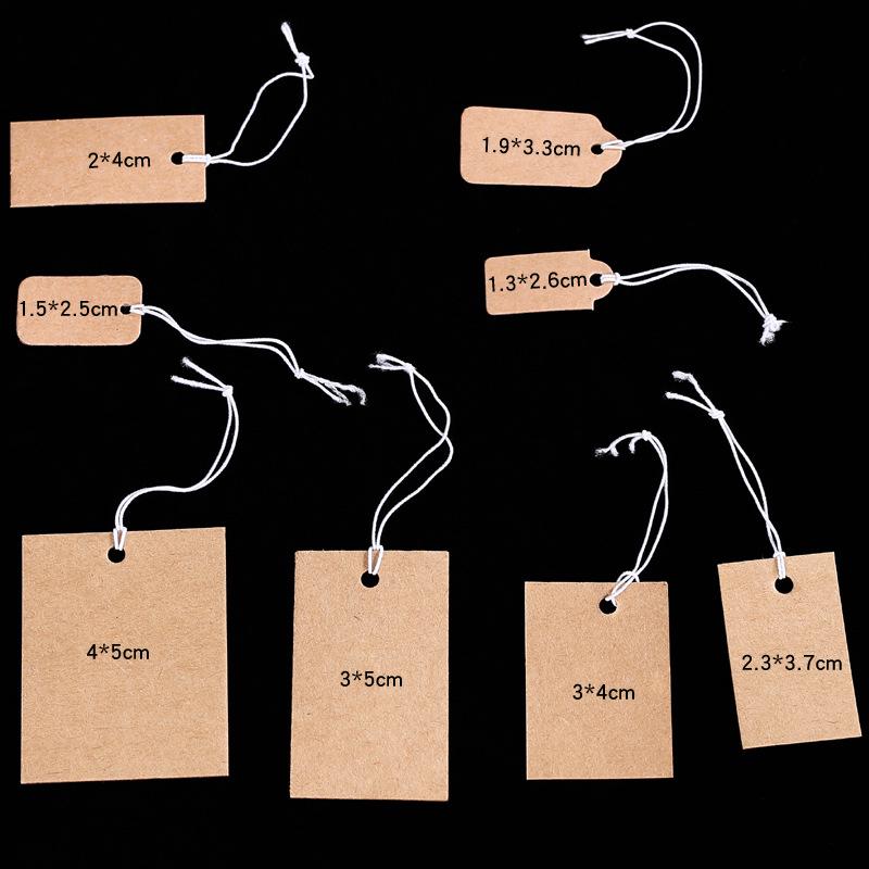 Kraft Hanging Price Tags with Elastic Cord - 100 Pieces for DIY Jewelry Ornaments