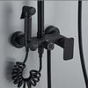 Shower Household Rain Bathroom Shower Set Booster Nozzle Brass Hot And Cold Black Shower Faucet Set Manufacturer Wholesale