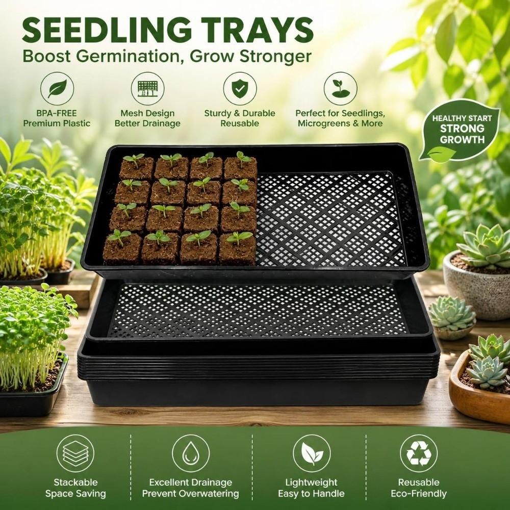 2pcs Mesh Plastic Nursery Trays with Holes Hydroponic Growing Tray  for Succulent