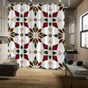 Geometric Star Curtain, Red-Green-Gold Design, Polyester, Diamonds & Triangles, Fade Resistant, Machine Washable,  Bath Decor