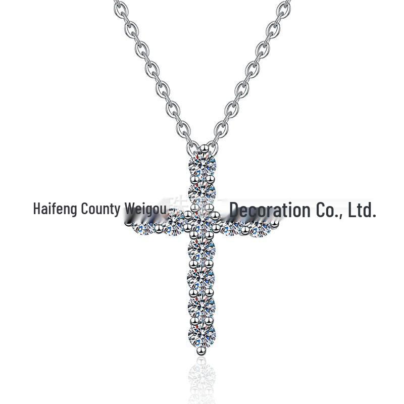 

Ожерелье-крест из стерлингового серебра 925 пробы с муассанитами для женщин - Элегантная подвеска с полным бриллиантом в простом модном дизайне. S925 Silver