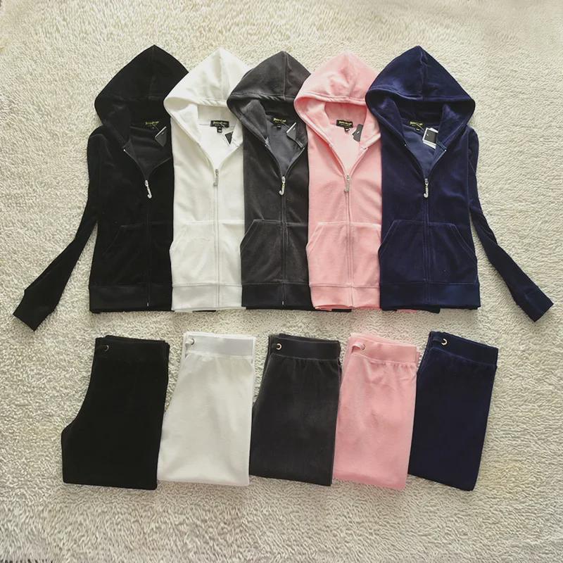 Women's Velvet Sports Leisure Suit with Rhinestone Zipper - Solid Color, Perfect for Spring and Autumn