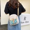 Women's Bag Plaid Nylon Cloth Small Square Bag New Women's Bag Trend Sweet Contrasting Color Shoulder Messenger Bag