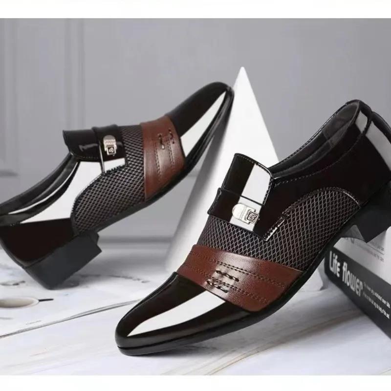 

Модные мужские туфли-слипоны, мужские оксфорды, модные деловые туфли для мужчин, 2025, новая классика, кожаные мужские туфли для костюмов, мужские 39 коричневый