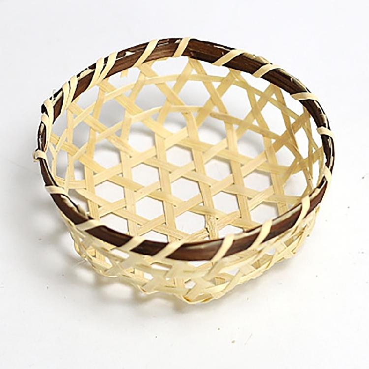 Set Of 2 Miniature Bamboos Baskets for Elegant Table Decoration Household Handmade Woven Tray Small Decorative Basket