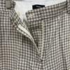 Theory 25Stainless Steel 01-5106411 Cream Linen X Rayon Linear Check Straight Trousers Bottoms 6 Ivory Black CheckUsed