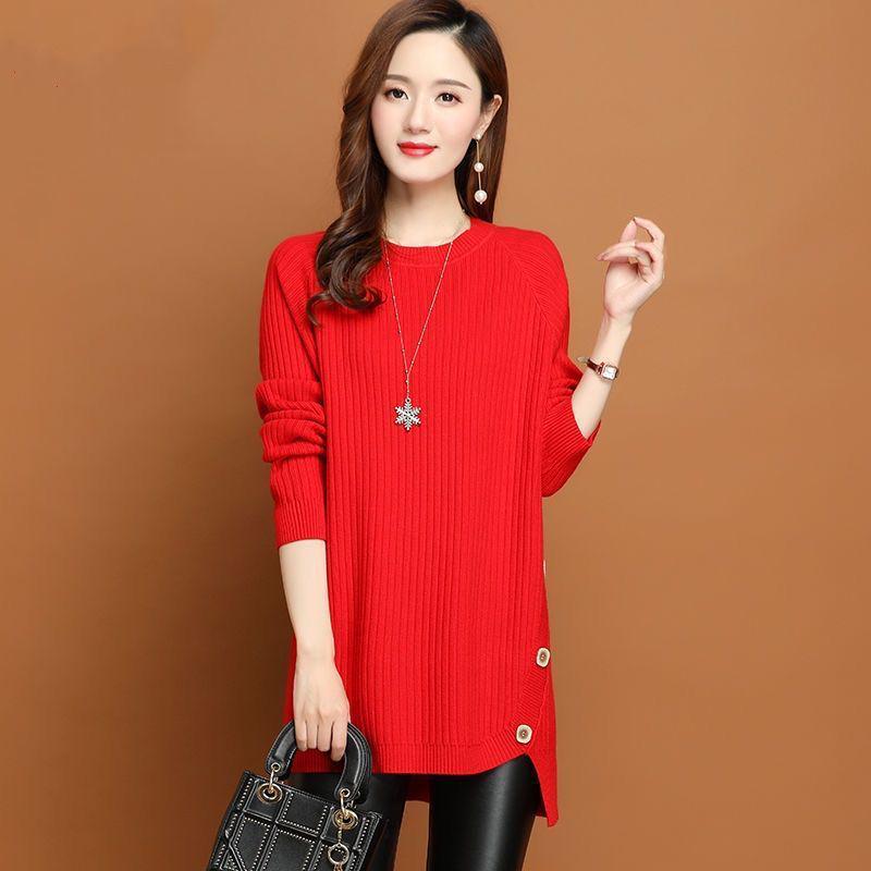 Trendy Slim-Fit Knitted Sweaters for Plus-Size Women - Medium To Long Length, Perfect for Autumn and Winter.