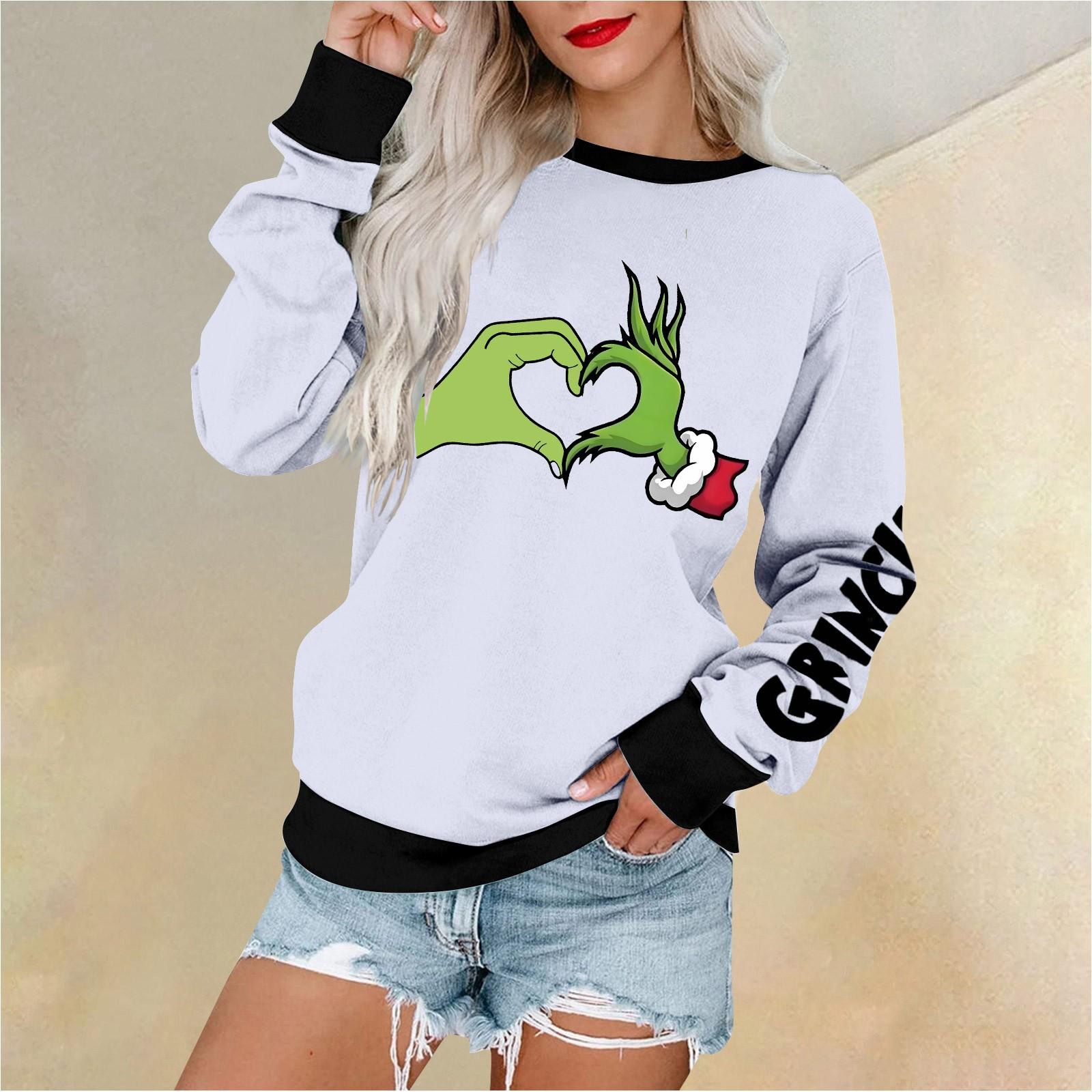 

Women s Casual Fashion Print Long Sleeve O-Neck Pullover Top Blouse S білий