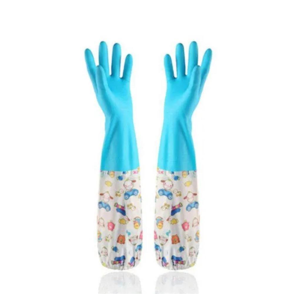 Cartoon Print Long Rubber Gloves Anti-skid Household Dish Washing Cleaning Glove